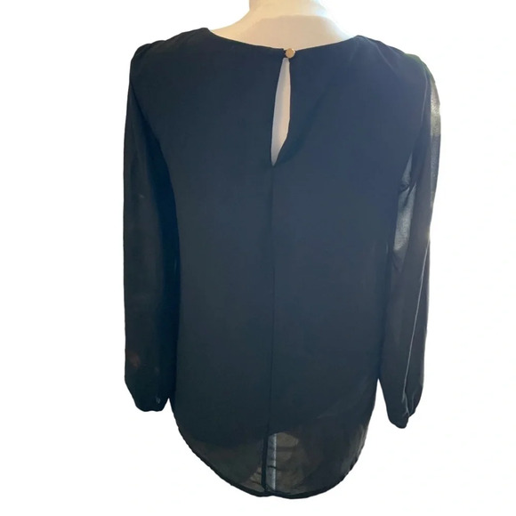 MERAKI women's small black blouse with sheer long sleeves - Picture 2 of 8